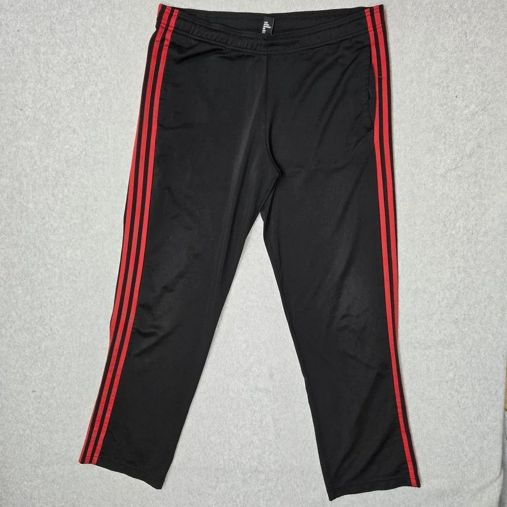 Adidas Men Activewear Pants M Black Track Red Stripe 30